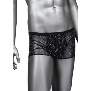Boxeri sexy CALEXOTICS Radiance Boxer Briefs. lenjerie erotică pentru bărbați. din plasă cu strasuri. negru. mărime universală (50-3)