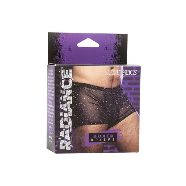 Boxeri sexy CALEXOTICS Radiance Boxer Briefs. lenjerie erotică pentru bărbați. din plasă cu strasuri. negru. mărime universală (50-3)