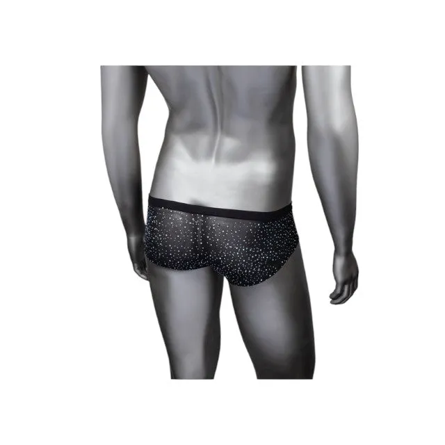 Chilot sexy bărbați CALEXOTICS Radiance Classic Briefs. lenjerie erotică din plasă cu strasuri. negru. mărime universală (45-3)