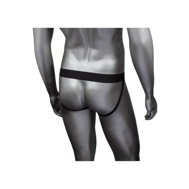 Chilot sexy bărbați CALEXOTICS Radiance Jock Strap. cu benzi subțiri pe fese. design din plasă cu strasuri. negru. mărime universală (40-3)
