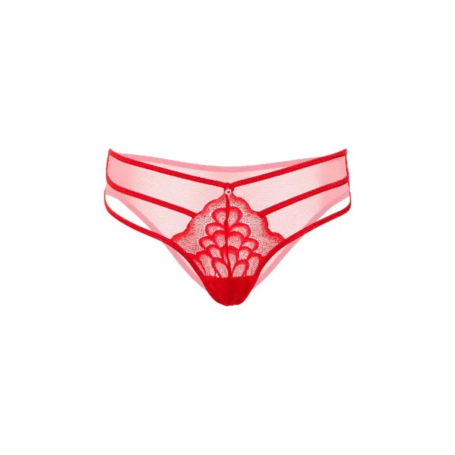 Chilot sexy DARING INTIMATES Aurora Lace String with Straps. cu dantelă și bretele subțiri. culoare roșu. mărime S/M. model 76236