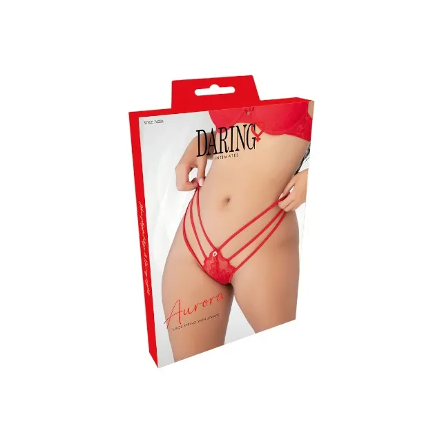 Chilot sexy DARING INTIMATES Aurora Lace String with Straps. cu dantelă și bretele subțiri. culoare roșu. mărime S/M. model 76236