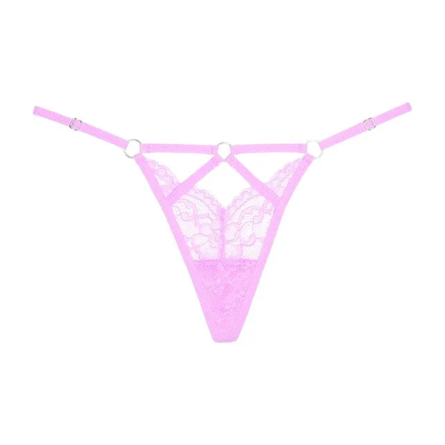 Chilot tanga sexy ALLURE Do not Disturb - Lace Thong. design cu dantelă și bretele subțiri. culoarea roz. mărime universală