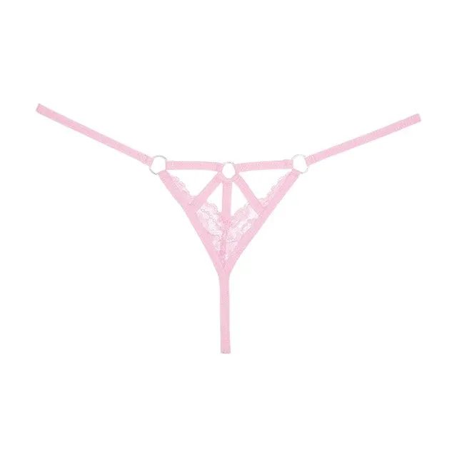 Chilot tanga sexy ALLURE Do not Disturb - Lace Thong. design cu dantelă și bretele subțiri. culoarea roz. mărime universală