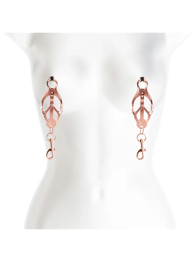 Clover Nipple Clamps With Snap Hook | Rose Gold