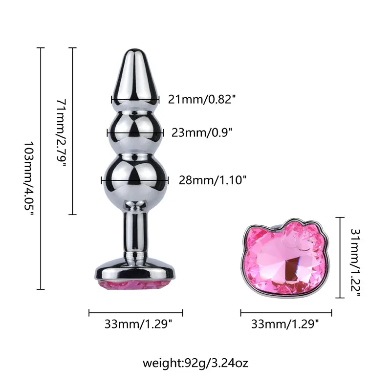 Come Closer Cat Butt Plug Set  | Pink | Satin Bag