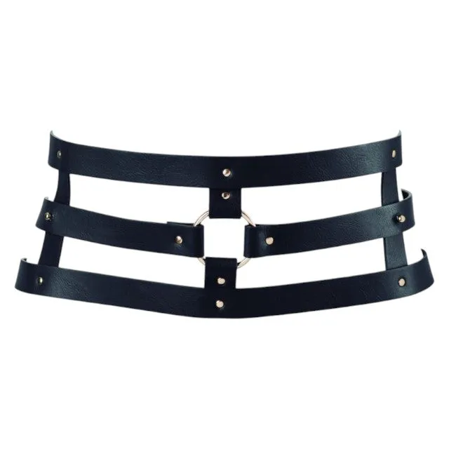 Curea 2 în 1 BIJOUX INDISCRETS Maze Belt. curea pentru talie sau cătușe BDSM. din piele ecologică. negru. mărime universală
