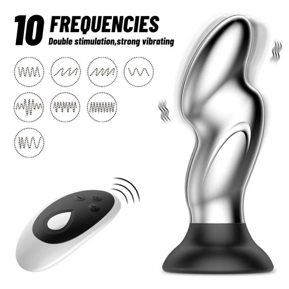Domlust Vibrating Butt Plug - Remoter E-Stim Metal Anal Plug Vibrator