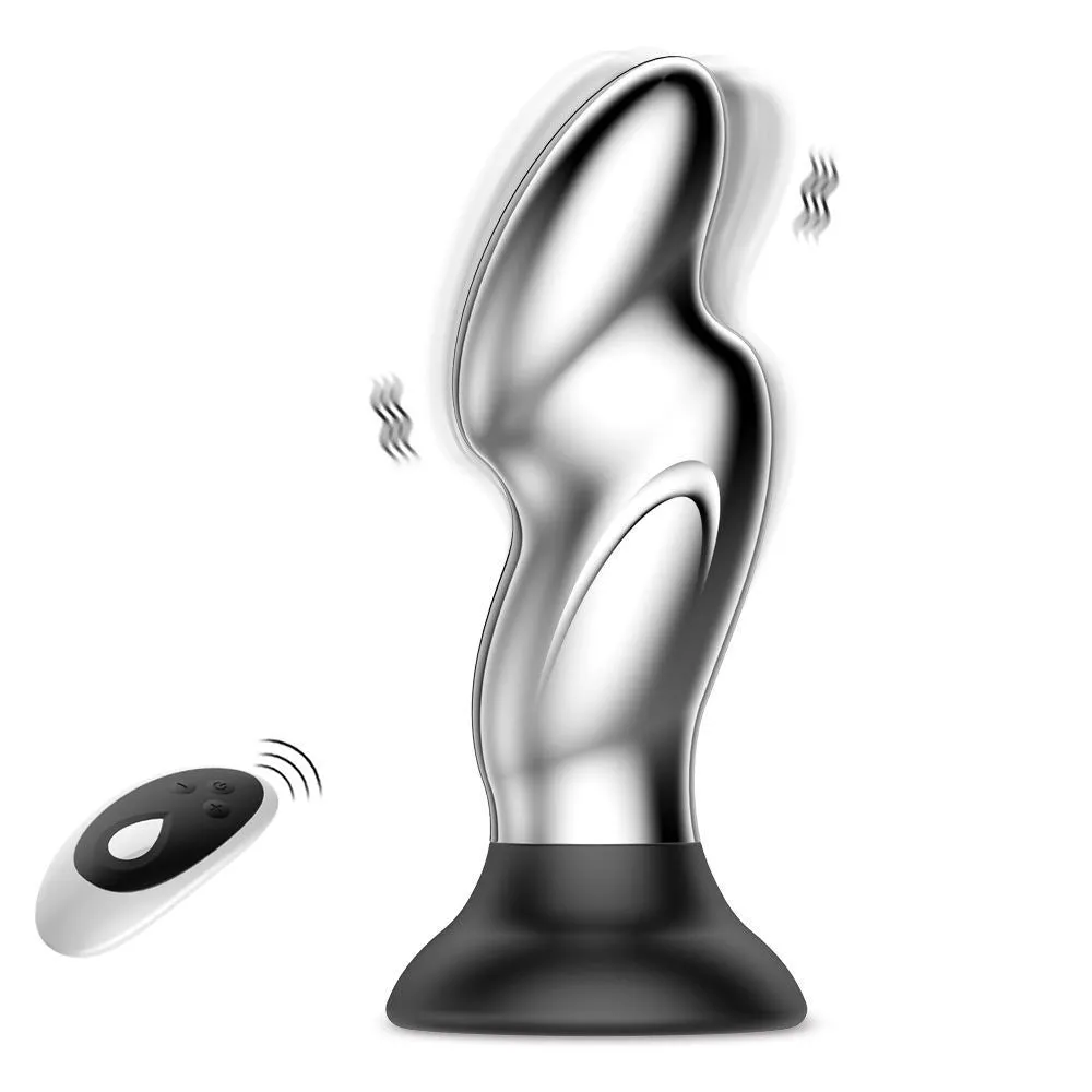 Domlust Vibrating Butt Plug - Remoter E-Stim Metal Anal Plug Vibrator