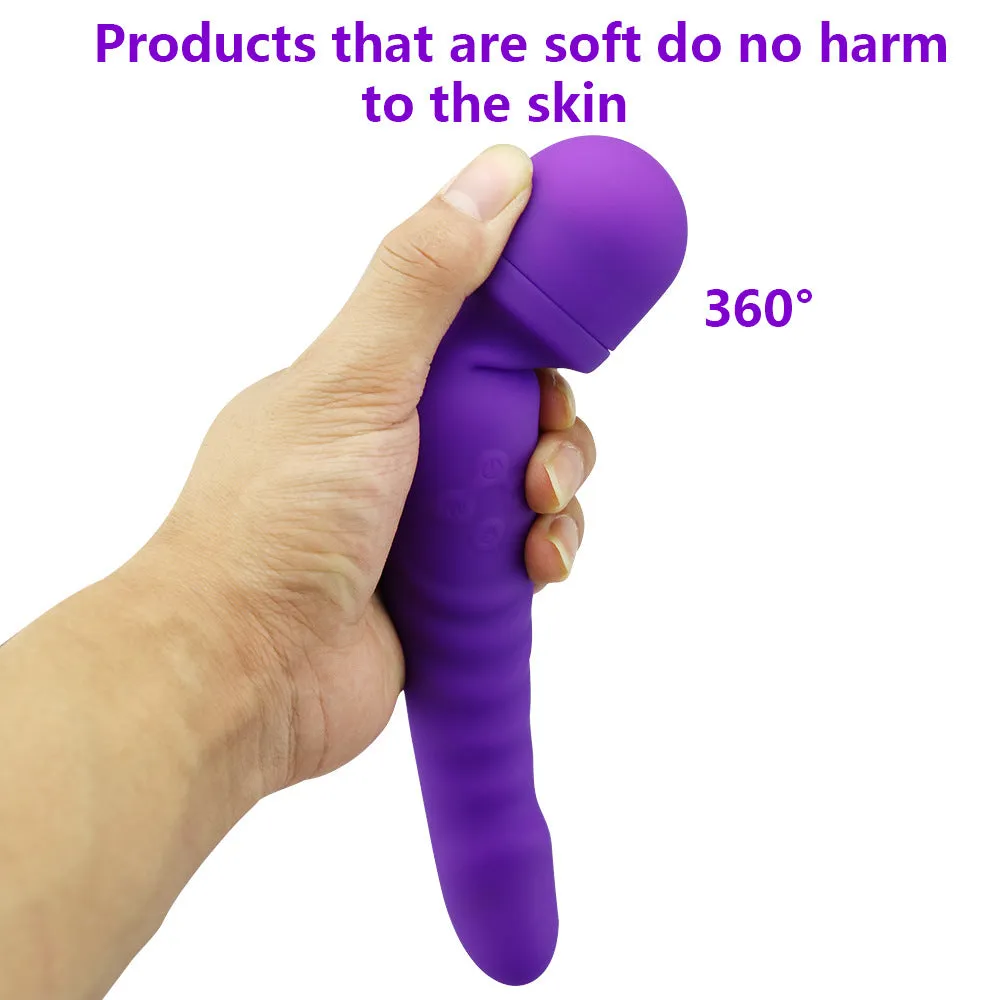 Double End Anal Dildo Vibrator - AV Wand G-spot Prostate Milk Sex Toy Purple