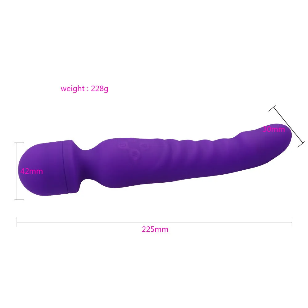 Double End Anal Dildo Vibrator - AV Wand G-spot Prostate Milk Sex Toy Purple