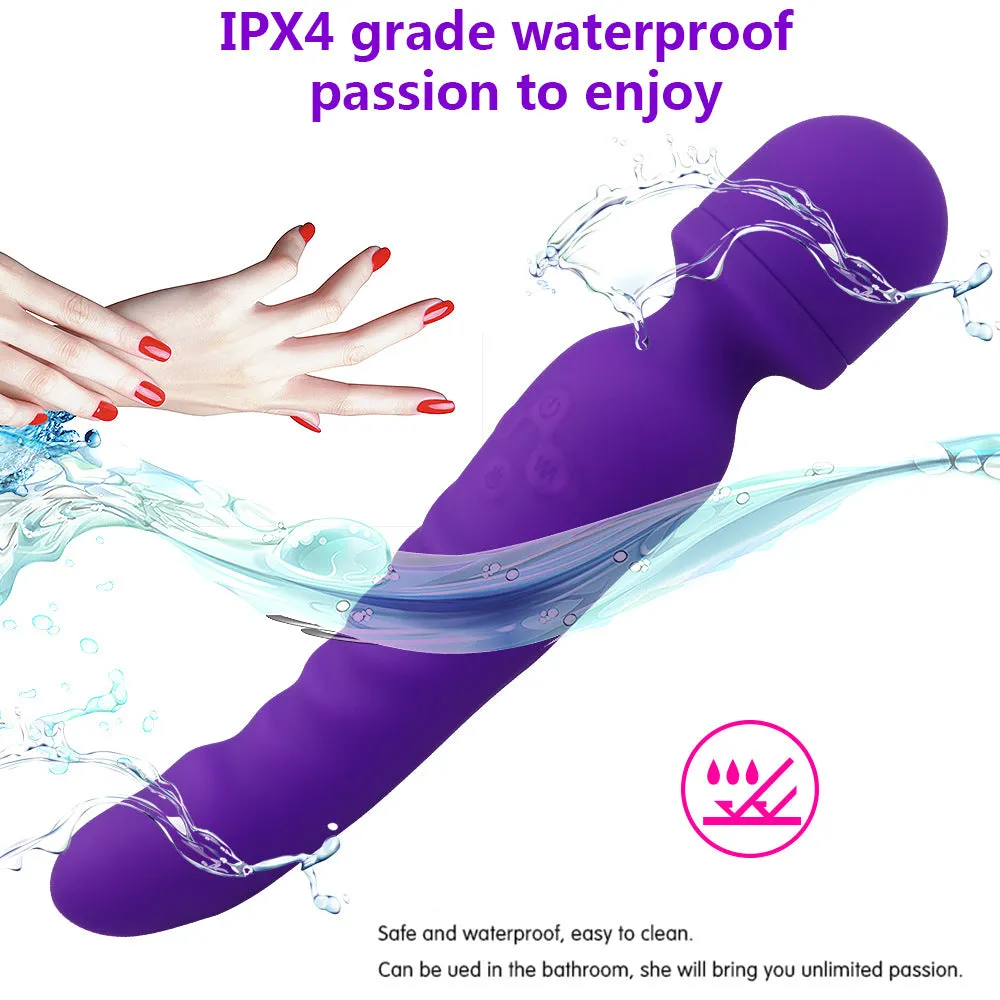 Double End Anal Dildo Vibrator - AV Wand G-spot Prostate Milk Sex Toy Purple