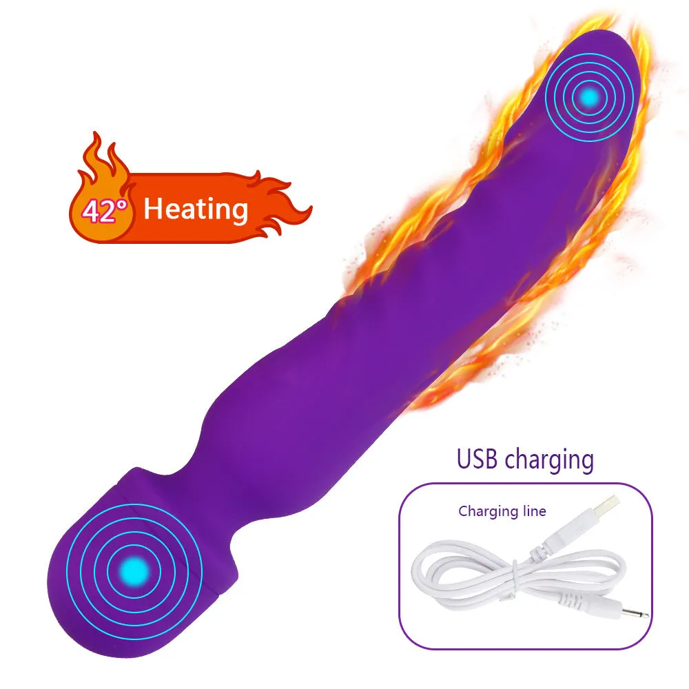 Double End Anal Dildo Vibrator - AV Wand G-spot Prostate Milk Sex Toy Purple