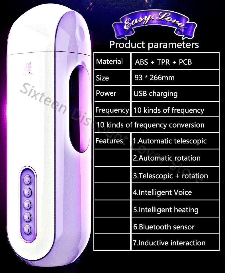 EASY.LOVE L Automatic Rotating&Retractable Bluetooth Masturbation Device