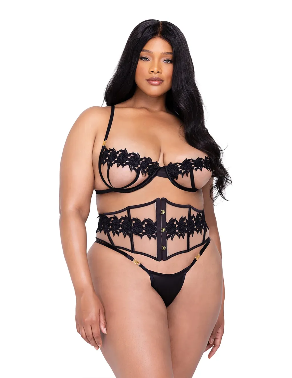 Ebony Rose Embroidered Bra Set