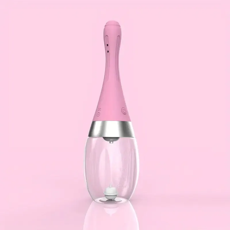 Ergonomic Pink Enema Bulb Textured Grip 3-Level Adjustable Anal Irrigator