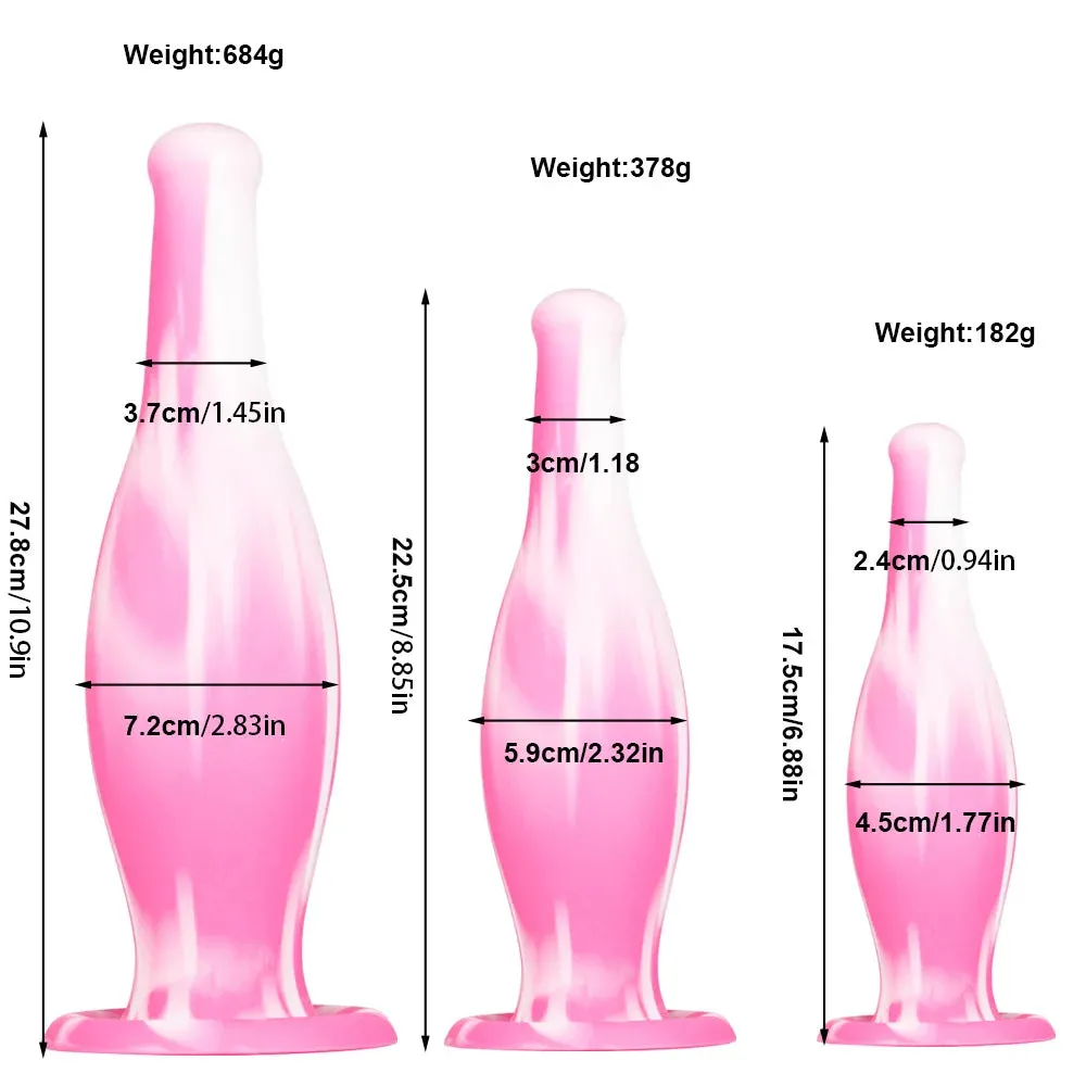 Fantasy Bowling Anal Dildo Butt Plug - Exotic Color-Mixing Silicone Sex Toys for Women