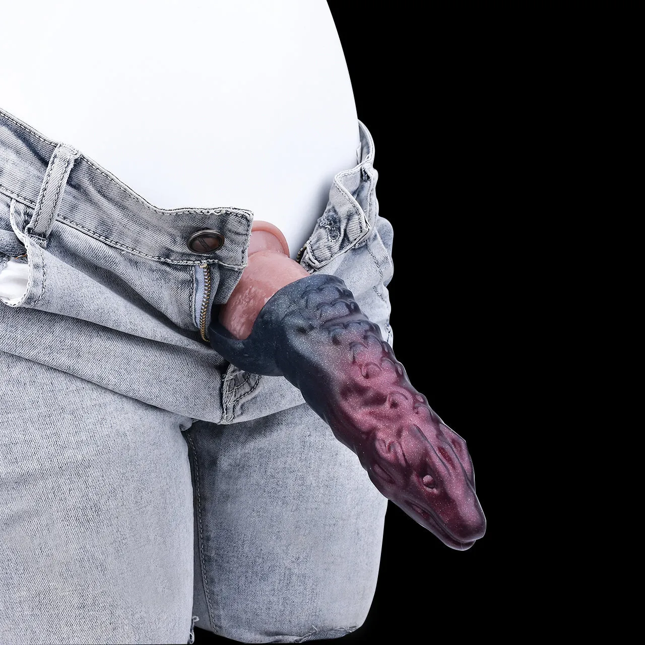 Fantasy Dragondildo Cock Sleeve - Penis Sheath Extender Silicone Ribbed Condoms
