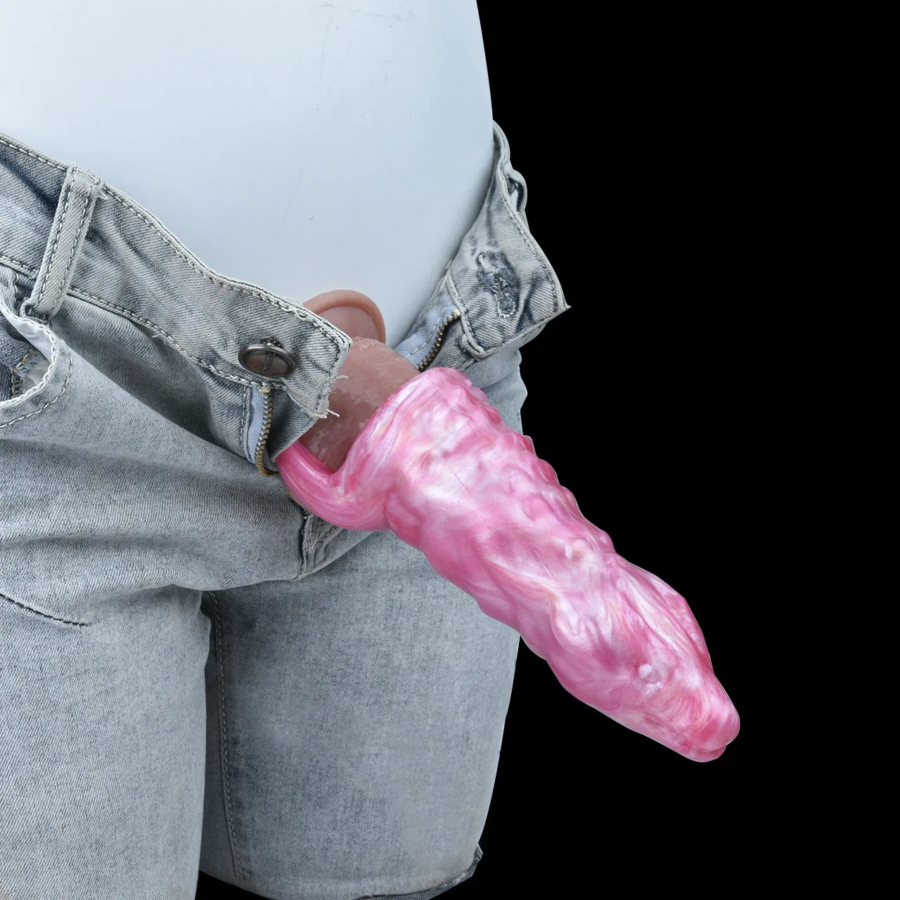 Fantasy Dragondildo Cock Sleeve - Penis Sheath Extender Silicone Ribbed Condoms