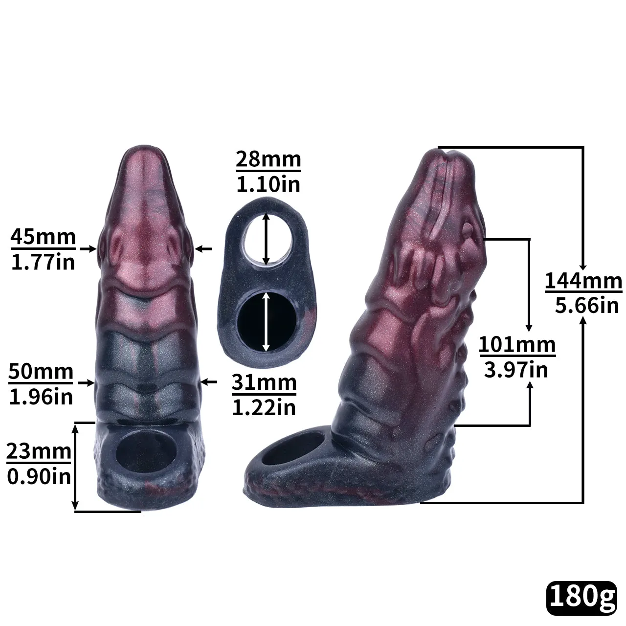 Fantasy Dragondildo Cock Sleeve - Penis Sheath Extender Silicone Ribbed Condoms