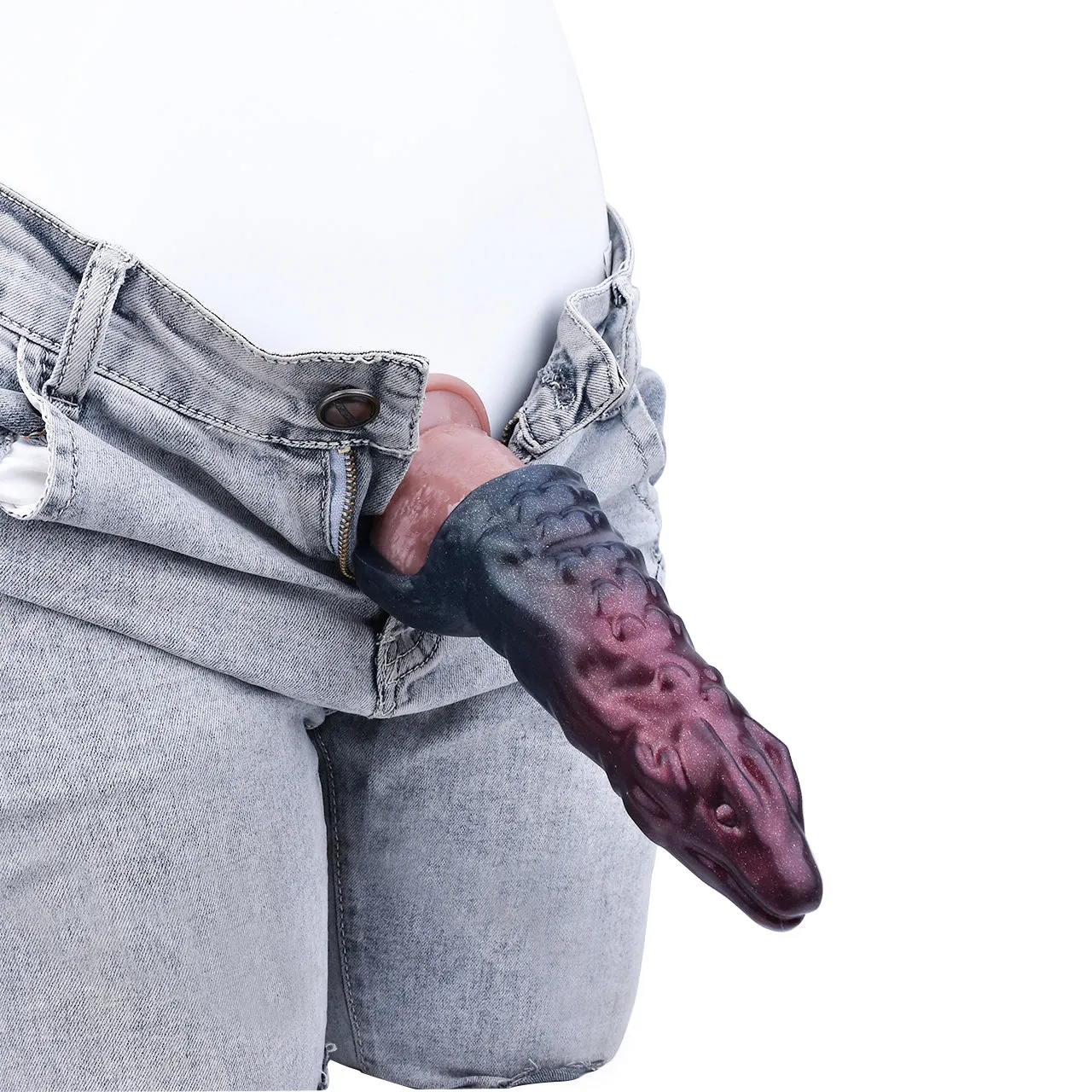 Fantasy Dragondildo Cock Sleeve - Penis Sheath Extender Silicone Ribbed Condoms