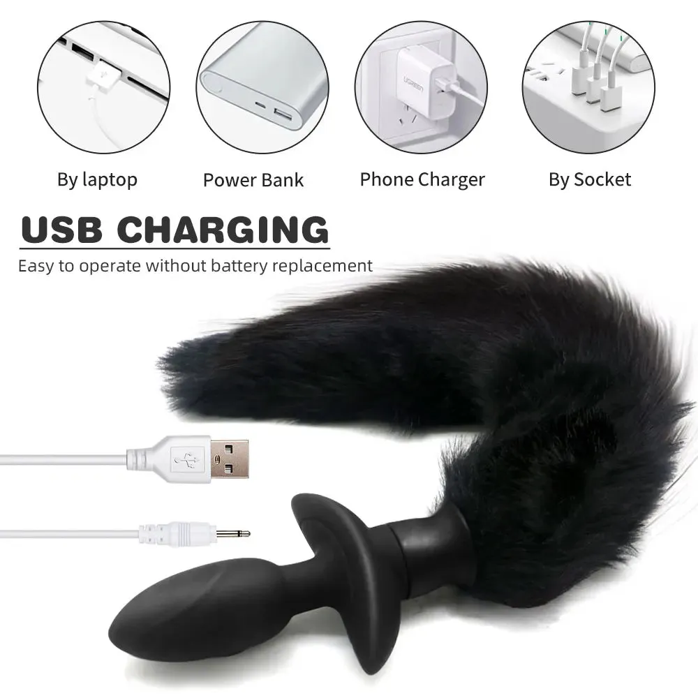 Fox Tail Butt Plug - Remote Control Vibrating Anal Plug Rotating Prostate Milk