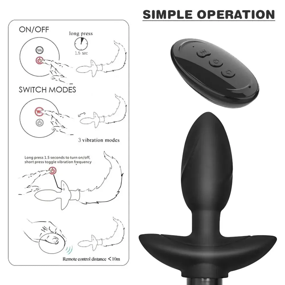 Fox Tail Butt Plug - Remote Control Vibrating Anal Plug Rotating Prostate Milk