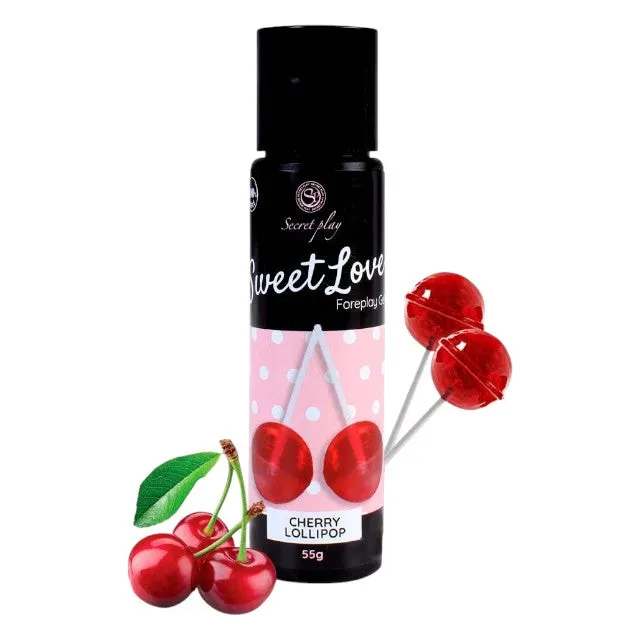 Gel intim comestibil SECRET PLAY Sweet Love - Cherry Lollypop. cu aromă de acadea cu cireșe. 55 gr