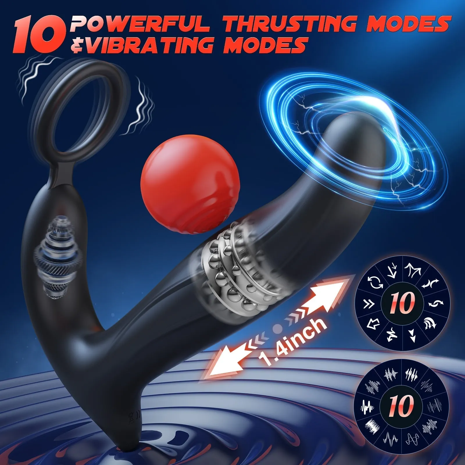 Giddy | 5 in 1 Thrusting & Vibrating Anal Vibrator Butt Plug with Cock Ring
