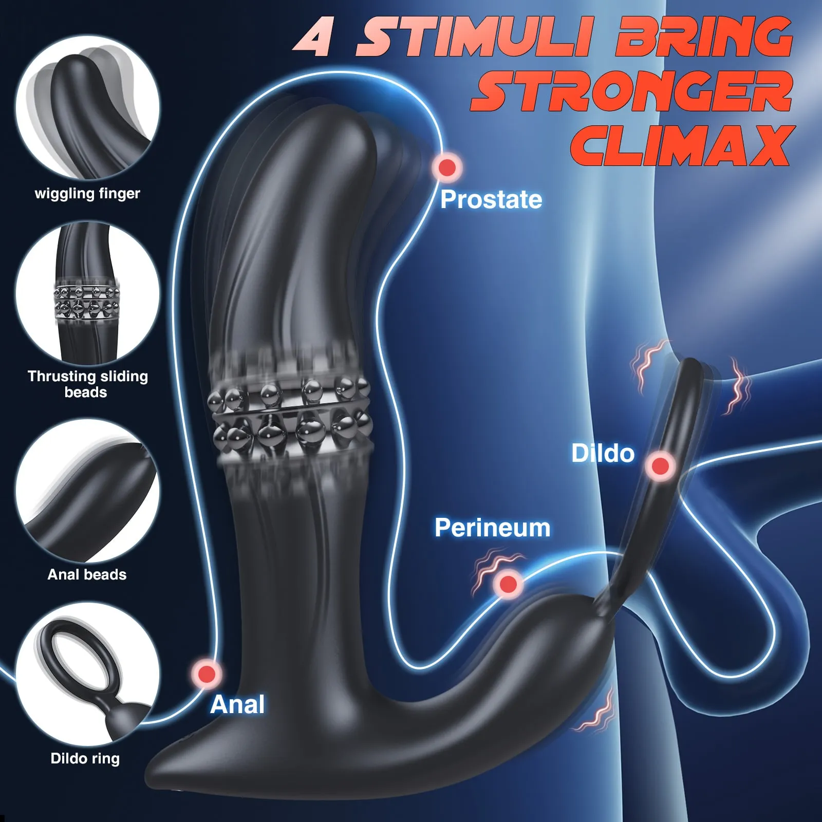 Giddy | 5 in 1 Thrusting & Vibrating Anal Vibrator Butt Plug with Cock Ring