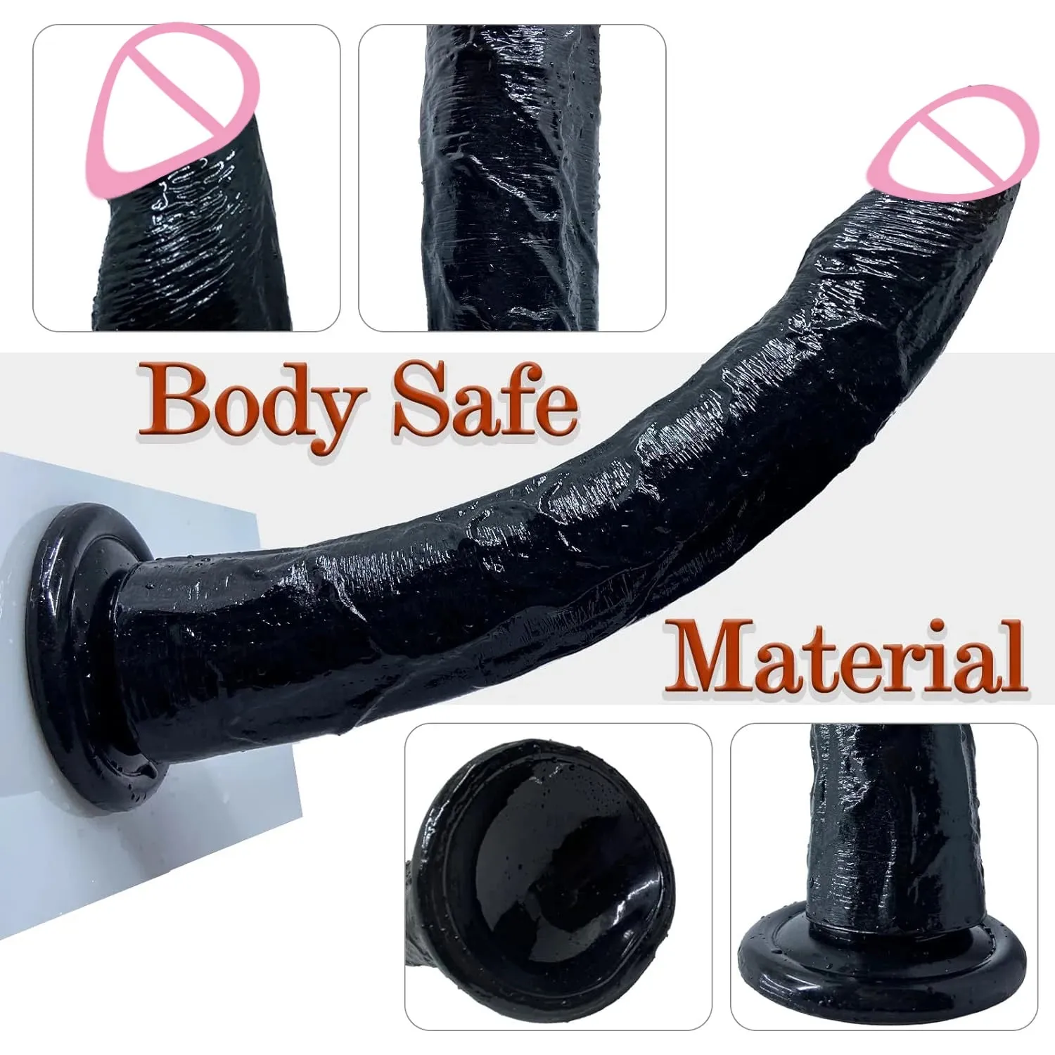 Huge Black Dildo Butt Plug - 13-inch Long Strapless Realistic Anal Dildo Silicone Sex Toy