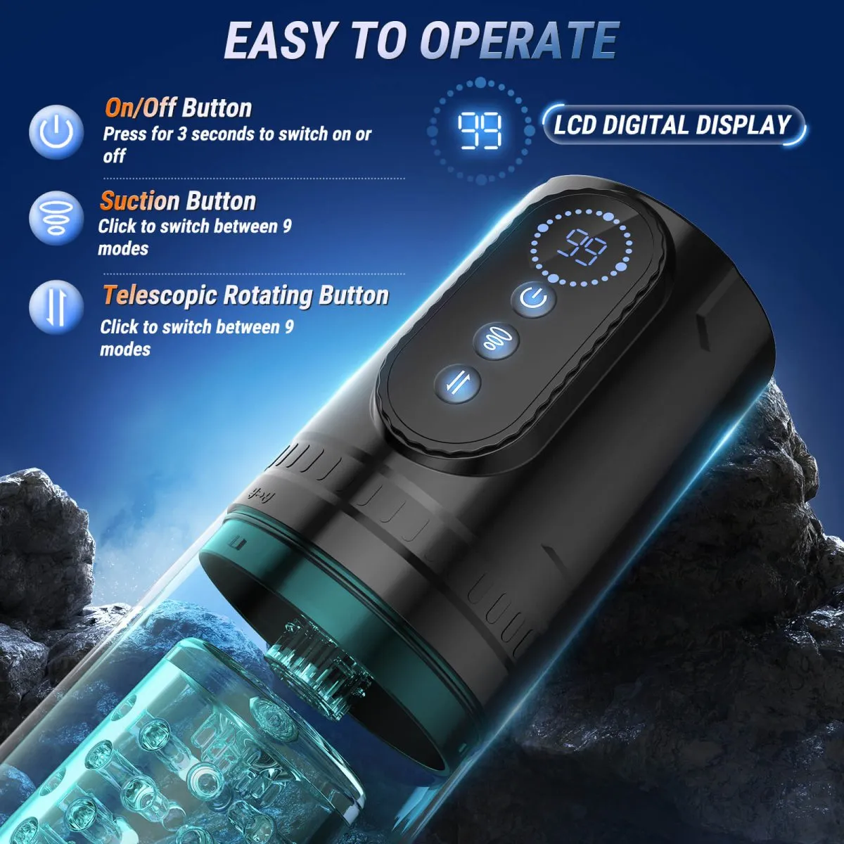 HURRICANE 2| Suction Telescopic and Rotating Male Sex Toy