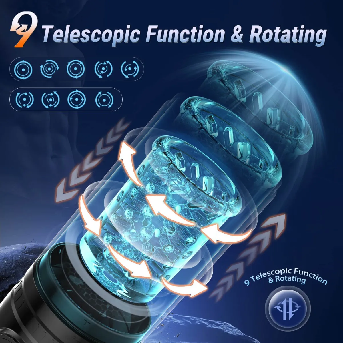 HURRICANE 2| Suction Telescopic and Rotating Male Sex Toy