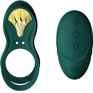 Inel vibrator pentru penis ZALO BAYEK. control prin telecomandă. 8 funcții de vibrație. din silicon moale. verde smarald