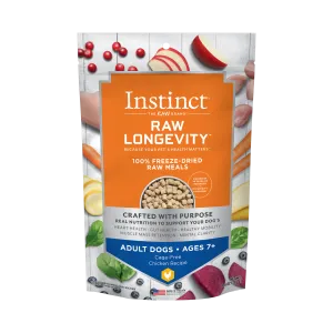 Instinct Raw Longevity Adult Ages 7  Freeze-Dried Chicken Bites Dog Food, 9.5 oz. Bag