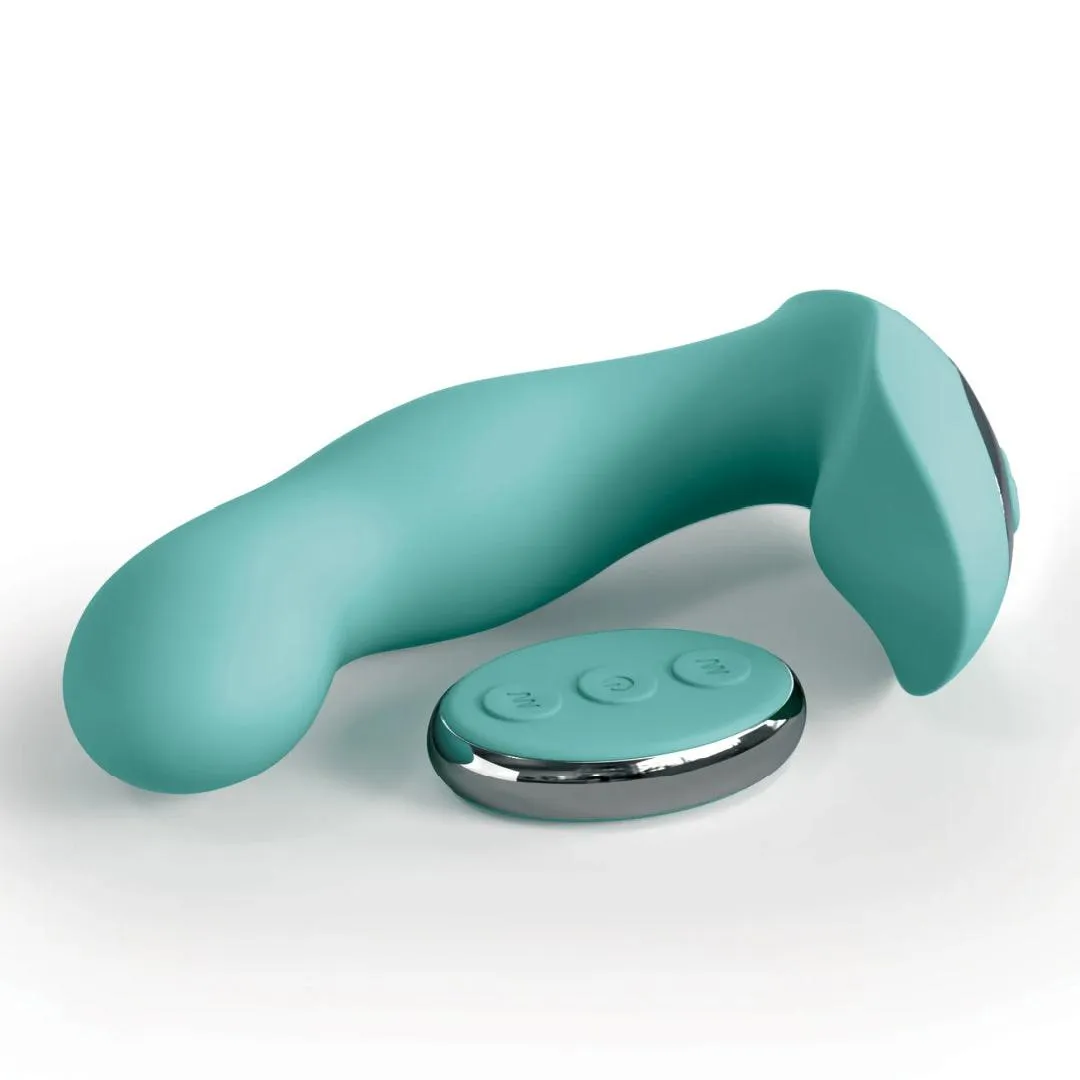 Jimmyjane Pulsus Hands-Free G-Spot & Prostate Fingering Vibrator with Remote - Teal (Damaged Box)