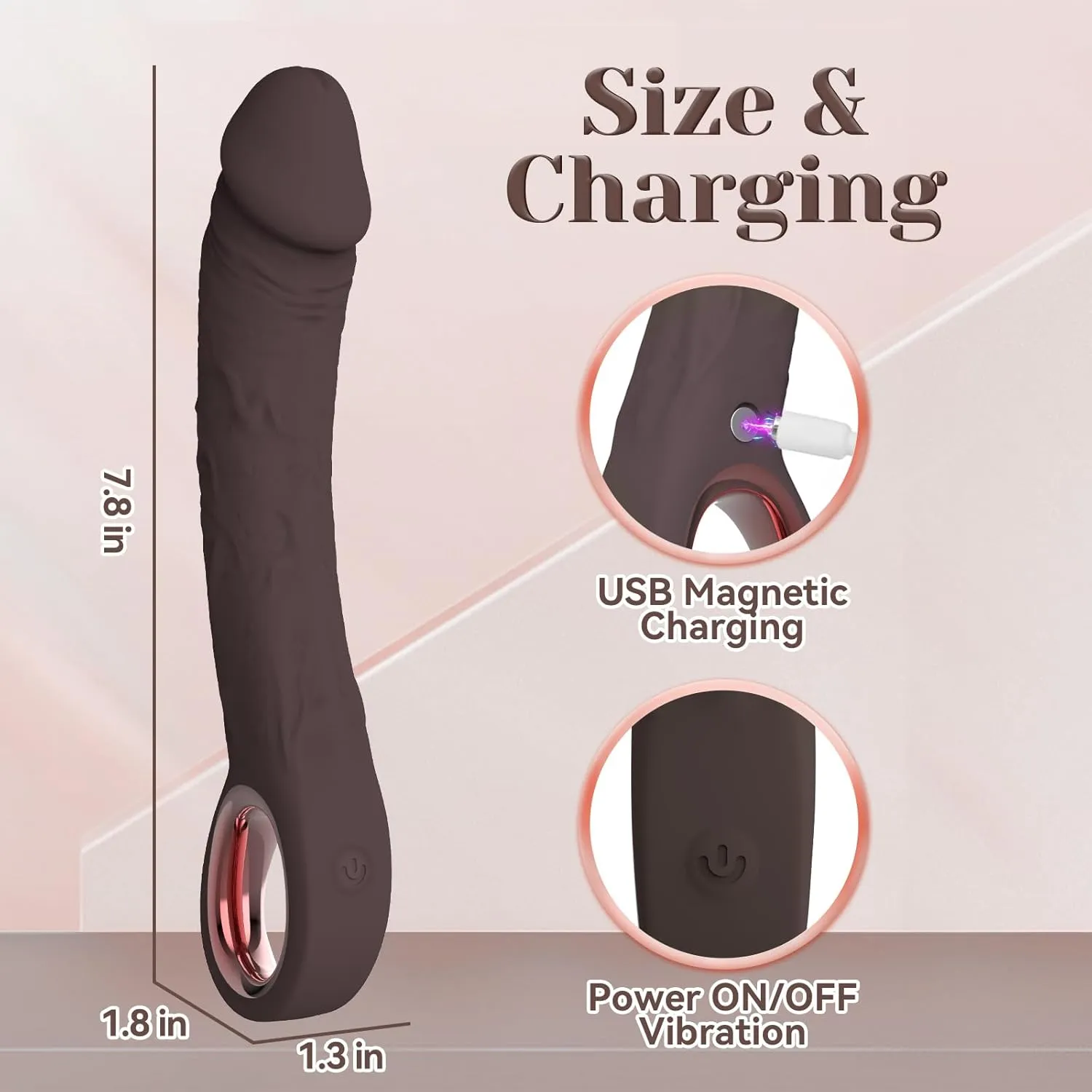 KuroLush 7.8 Inch Realistic Vibrators. G Spot Vibrator Dildo