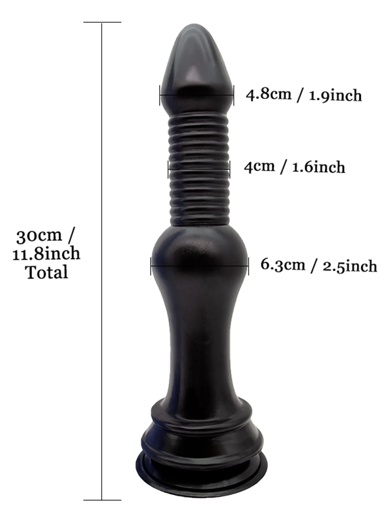 Large Threads Anal Dildos - 11.8-inch Huge Black Dildos Sex Toys for Women Men