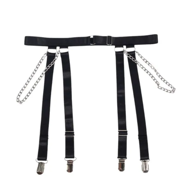 Lenjerie sexy 2 piese SUBBLIME Body with Chains. Teddy din plasă cu lanțuri   Portjartier. culoare negru. mărime L/XL. model 954277