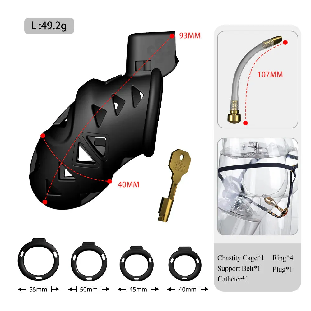 LOCKINK Sevanda Rattlesnake Plastic Male Chastity Cage With Anal Plug