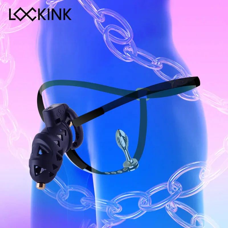 LOCKINK Sevanda Rattlesnake Plastic Male Chastity Cage With Anal Plug