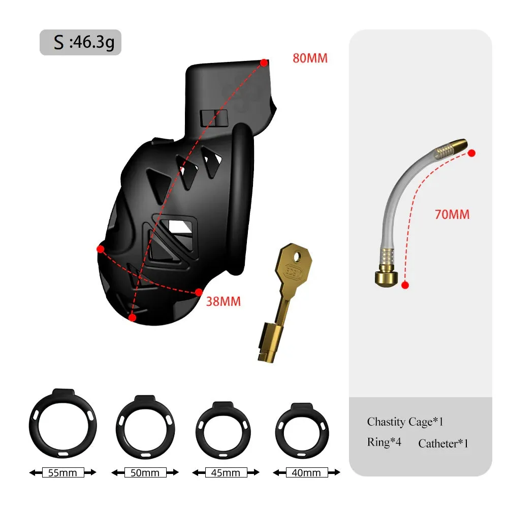 LOCKINK Sevanda Rattlesnake Plastic Male Chastity Cage With Anal Plug