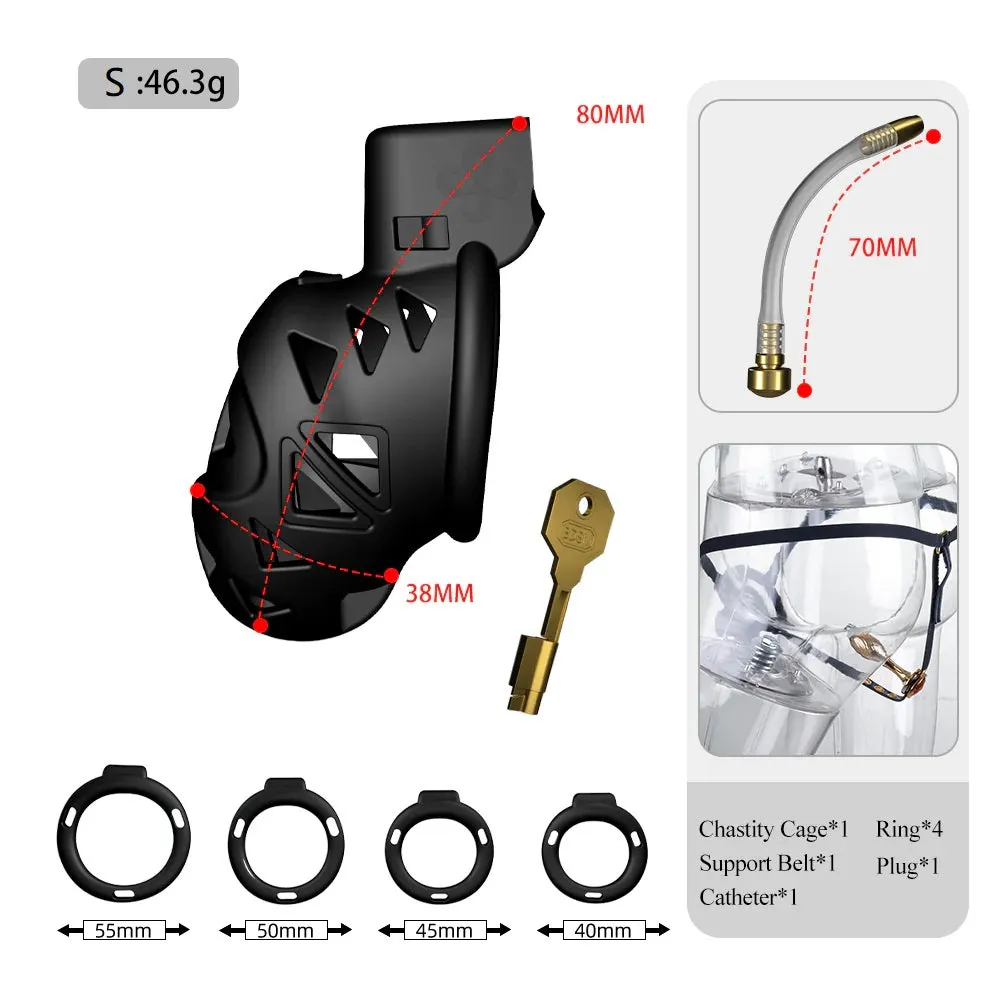 LOCKINK Sevanda Rattlesnake Plastic Male Chastity Cage With Anal Plug