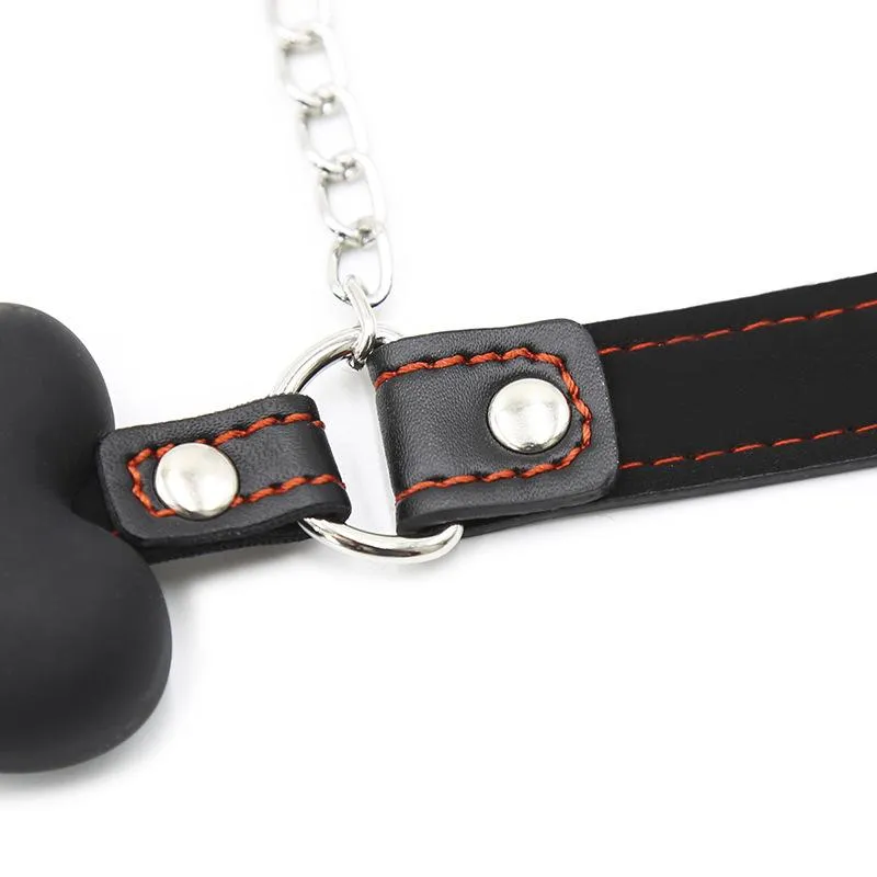 Lovemesex Gag Silicone Bone Red with Nipple Clamp