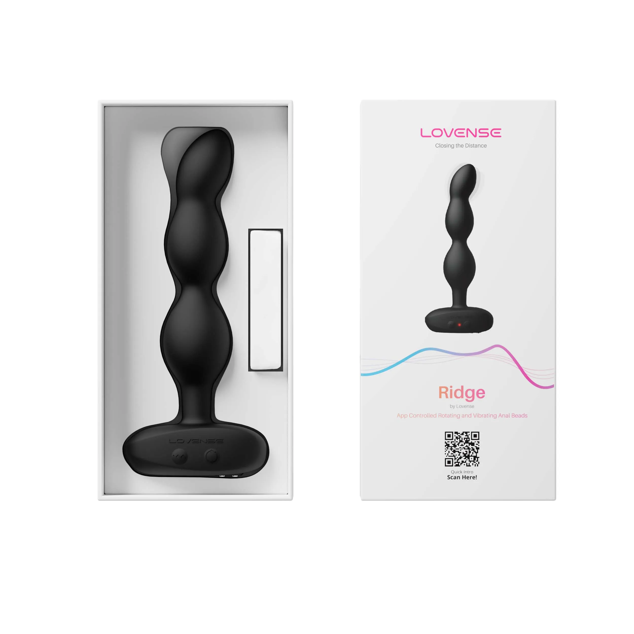 Lovense - Ridge App-Controlled Vibrating Rotating Anal Beads (Black)