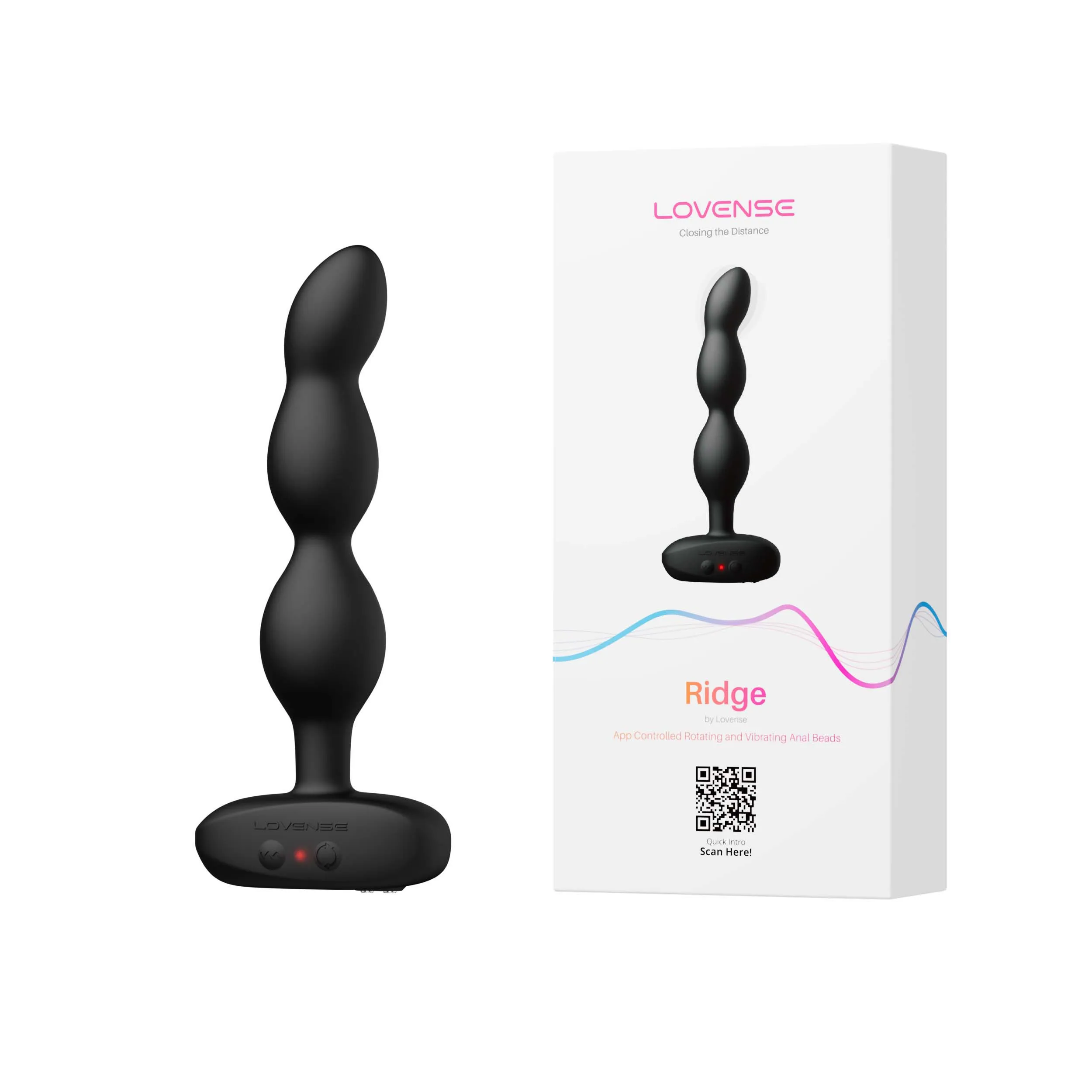 Lovense - Ridge App-Controlled Vibrating Rotating Anal Beads (Black)