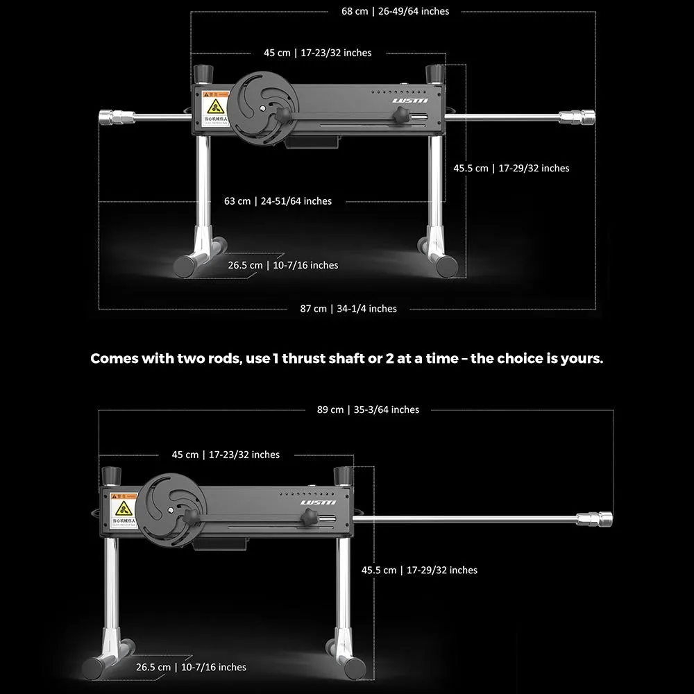 Lustti Bestseller Sex Machine FM18 with 120-Watt Motor. Anti-Rotation Connecting System