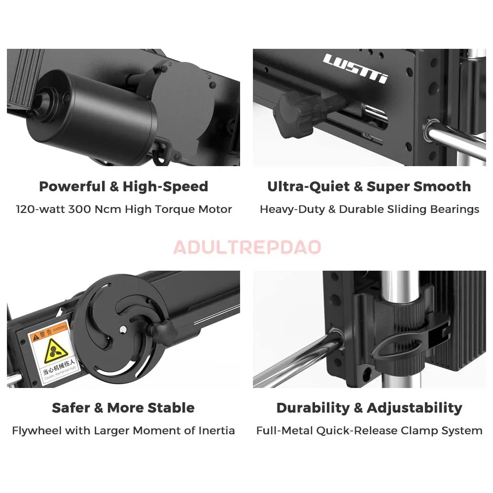 Lustti Bestseller Sex Machine FM18 with 120-Watt Motor. Anti-Rotation Connecting System