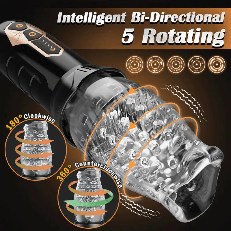 LuxuryBear - Male Rose 5 Rotating 10 Vibrating Transparent Sleeve Male Masturbator