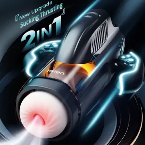 Male Masturbator - Thrusting. Electric Waterproof BJ Simulator Machine with Voice for Men (Black)